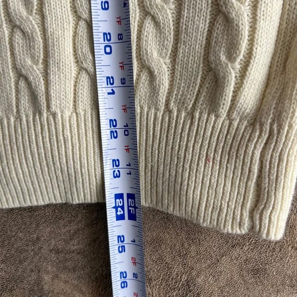 John Galt Cardigan Sweater Women's Size M Ivory Wool Blend Cable Knit - Picture 5 of 8